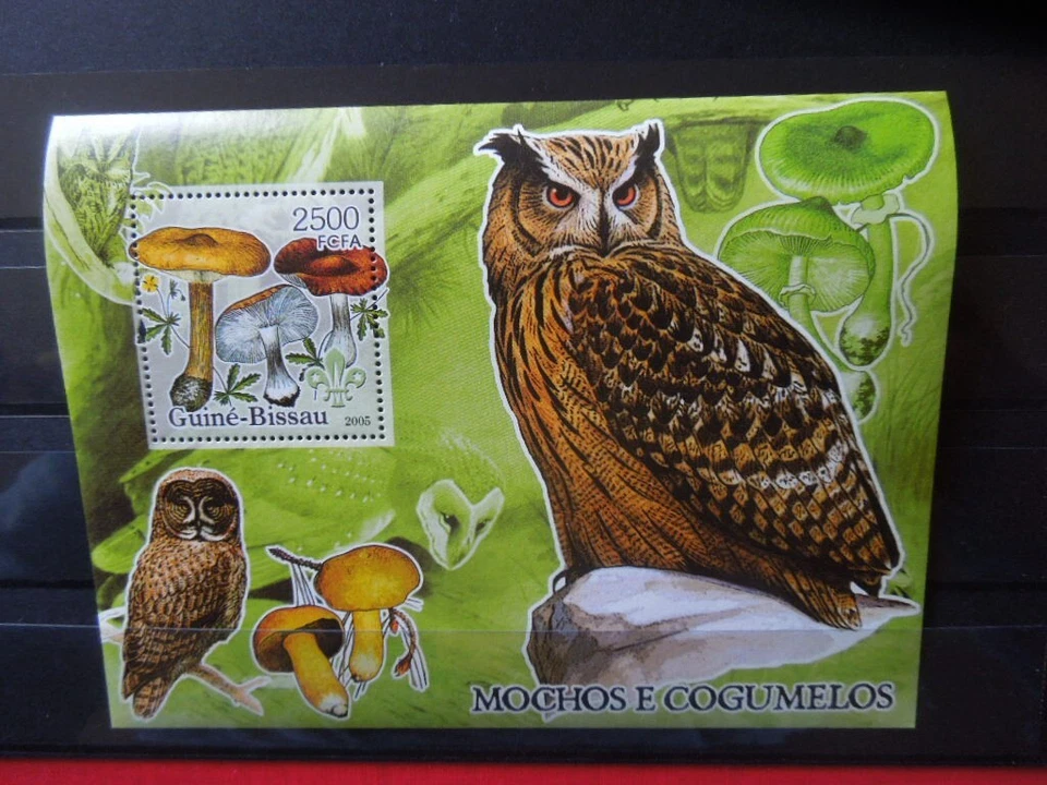 G4572 GUINEA BISSAU  2006  OWL  BIRD   MUSHROOMS S/S  MNH — 第 1/1 张图片