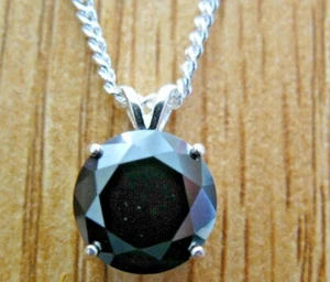 3,38ct 100% ECHTE ERDE ABGEBAUT NATÜRLICHER SCHWARZER DIAMANT HALSKETTE, ZERTIFIKAT, ANHÄNGER - Bild 1 von 5