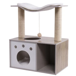 Cat Litter Box Enclosure Furniture Cat Washroom Hidden Litter Box Cabinet White - Picture 1 of 12