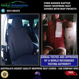 FITS Ford Ranger RAPTOR Front Neoprene Car Seat Covers with map pockets - Picture 1 of 9