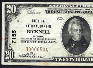 🇺🇸 IN 1929 $20 ♚♚ BICKNELL, INDIANA  ♚♚ PMG VERY FINE 30, HARD TO FIND ! - Picture 1 of 3
