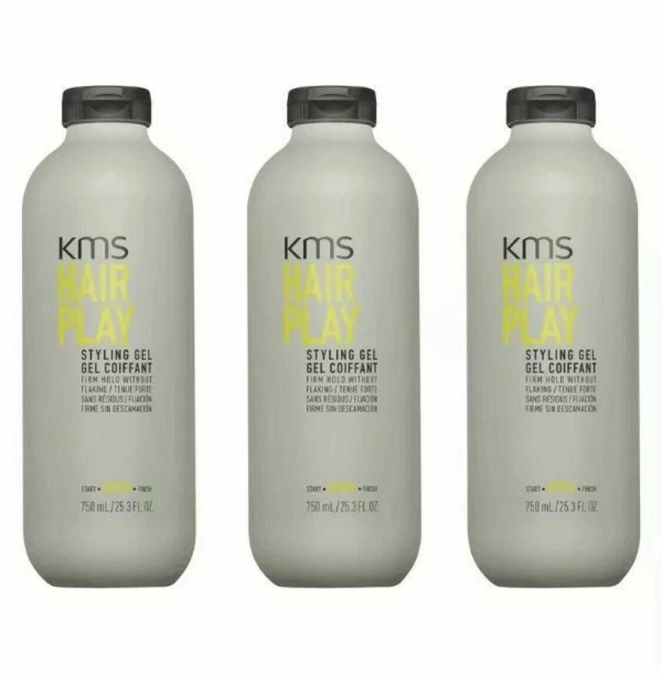 KMS Hair Play Styling Gel 25.3oz/750ml 3 PACK - NEW FRESH SEALED  - Image 1 of 1