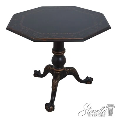67776: Black Paint Decorated Finish Octagonal Lamp Table - Image 1 of 4
