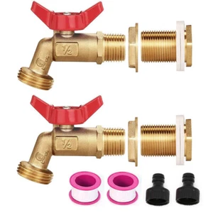 Brass Rain Barrel Spigot Quarter Turn Ball Valve Spigot + Bulkhead Fitting - Picture 1 of 15