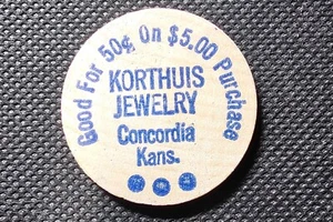 Vintage Holz Nickel Korthuis Schmuck Concordia Kansas Blau - Bild 1 von 2