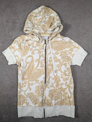 Sudadera con Capucha Merona Manga Corta Cremallera Completa Bolsillos Frontales Talla XS Amarillo y Blanco Foto 1 de 4