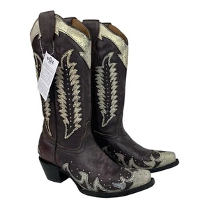 Circle G Women's Leather Overlay & Embroidery & Studs Western Boots Sz 8 NIB S13 - Picture 1 of 10