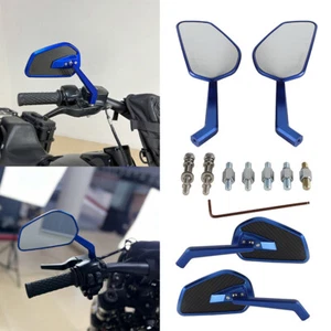 Blue Aluminum + Carbon Fiber Rearview Side Mirrors Universal For BMW R18 Models - Picture 1 of 9