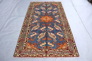 Pictorial Rug 3'5x5'10 ft Afghan Handmade Rug- Trees Peacock Design Art Kids Rug - Picture 1 of 14