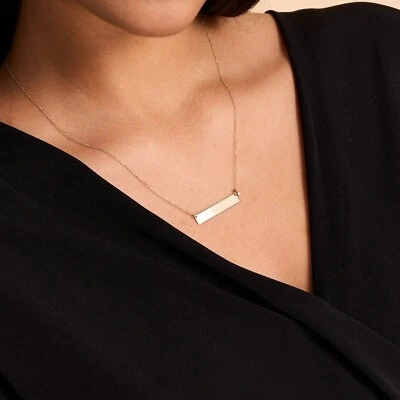Diamond Sparkling 14k Yellow Gold Bar Necklace for Women , Mothers’ Day - Image 1 of 4