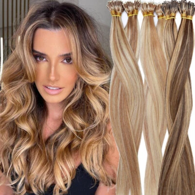 Nano Ring Tip Rings Russian Remy Human Hair Extensions Thick HIGHLIGHT Full Head - Image 1 of 4