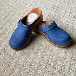 Blue Clogsland Wooden Clogs | Jean Clogs in Nubuck Leather | NWT | Size US 9 - Picture 1 of 9