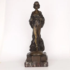 Kunstguss IN Bronze Stil Liberty Auf Basis Marmor - Darstellend Die Dea Winged - Bild 1 von 2