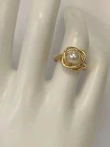 ESTATE 14k yellow gold ladies CULTURED pearl ring BXXX - Picture 1 of 7