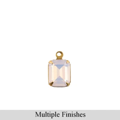 10x8毫米粉红色蛋白石多面玻璃八边形石1环设置 — 第 1/4 张图片