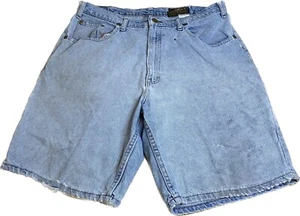 Vintage Eddie Bauer Light Wash Men’s Blue Jean Shorts Size 35 Distressed Stained - Picture 1 of 16