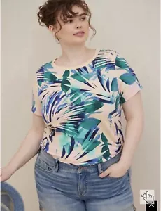 Torrid Vintage Super Soft Slub Crew Neck Palm Floral Tee Sz 1X or 14/16 - Picture 1 of 14