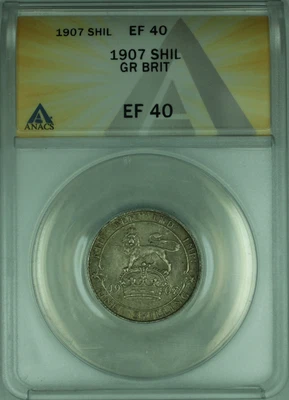 1907 Great Britain Silver One Shilling of Edward VII  ANACS EF-40 XF (WB1) - Image 1 of 2