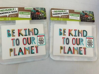 Bolsas de sándwich reutilizables 2 juegos 6 bolsas ecológicas a prueba de fugas multiusos nuevas Foto 1 de 3