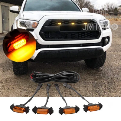 For Tacoma TRD PRO 2016-2021 Set 4pcs Front Grille LED Grille Lights Amber US - Image 1 of 4