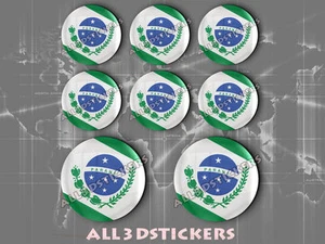 8 x 3D ROUND Stickers Resin Domed Flag Paraná - Adhesive Decal Vinyl - Picture 1 of 1