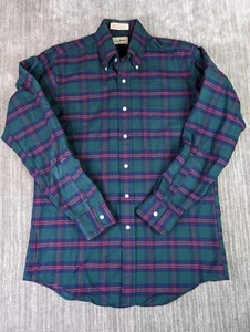 Vtg LL Bean Plaid Flannel Shirt Button Up Men's Large Green Long Sleeve Cotton - Picture 1 of 8