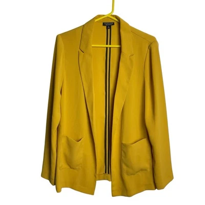 Topshop Open Front Blazer Womens 8 Golden Mustard Lightweight Pockets Office - Image 1 of 4