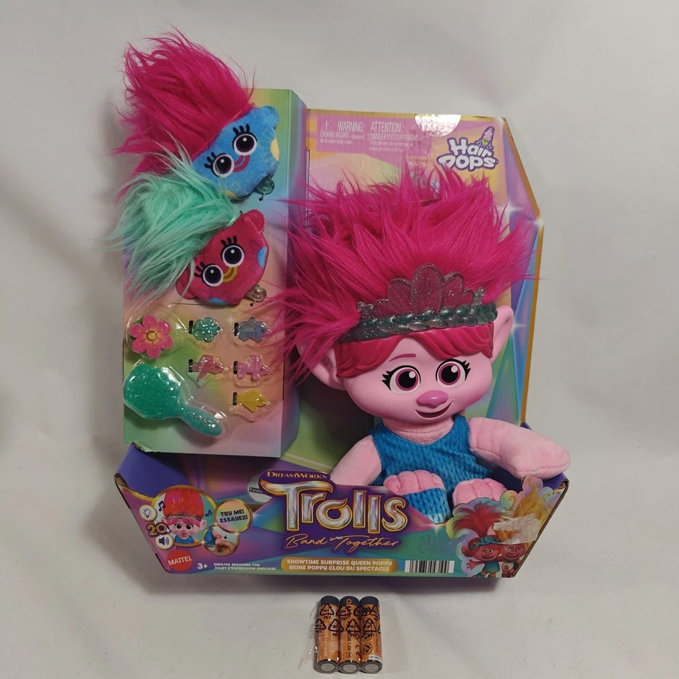 Trolls Band Together Poppy Hair Pops Talking Plush 2023 Mattel