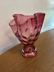 Vintage CRANBERRY Taschentuch VASE - mundgeblasenes Kunstglas "Top Zustand" - Bild 1 von 9
