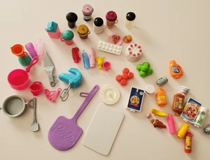 Barbie Kitchen Accessories Lot 40 pc Pots Drinks Food Mixed Fashion Doll Cooking - Picture 1 of 6