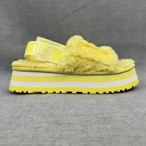 UGG Yellow Fluffy Disco Slide Open Toe Sandal/Slipper Women's Size 7 #1112258 - Picture 1 of 10