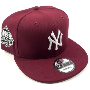 New Era NY Yankees Exclusive Maroon White Silver 9FIFTY Snapback Hat Cap - Picture 1 of 9
