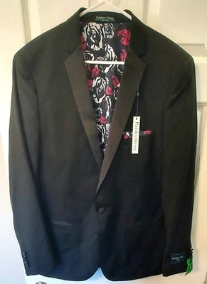 Chaqueta de esmoquin ajustada negra cachemir y gris 44R Foto 1 de 4