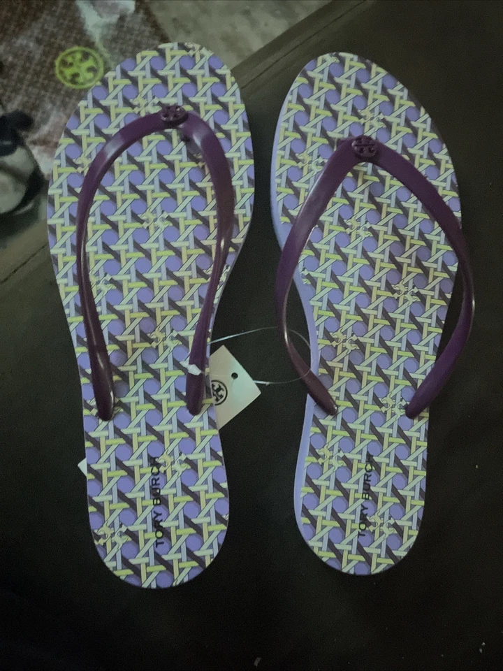 Chanclas Chelsea Tory Burch talla 9 tejido de canasta/día lavanda/tulipán violeta Foto 1 de 2