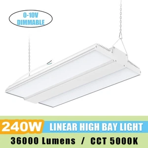 Led Shop Lights 240W Linear High Bay Commercial Light for Warehouse Supermarket - Picture 1 of 13