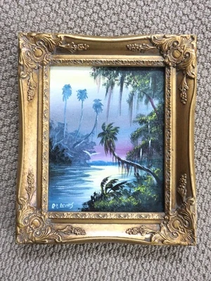 R.L. ОРИГИНАЛЬНАЯ КАРТИНА LEWIS FLORIDA HIGHWAYMEN природный пейзаж с автографом - Изображение 1 из 4