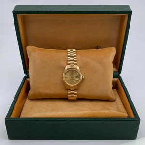 Rolex President Datejust 26mm 18K Yellow Gold Champagne Stick Dial Watch 69178 - Picture 1 of 8