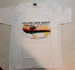 Vintage 90er Million Man March T-Shirt L weiß Einzelnaht Original Neu ohne Etikett 50/50 - Bild 1 von 5