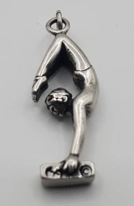 Female Gymnast on Beam Vintage Sterling Silver Bracelet Charm Pendant 3.8g - Picture 1 of 3