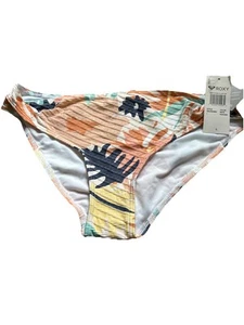 Pantalones de Bikini Roxy Traje de Baño Talla Grande L Lados Torcidos Flores Tropical Blanco Nuevo con Etiquetas - Imagen 1 de 7
