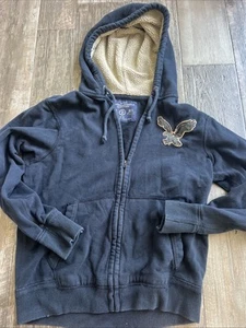 American Eagle Hoodie Herren Größe Medium durchgehender Reißverschluss Vintage Passform bestickt Y2K - Bild 1 von 6
