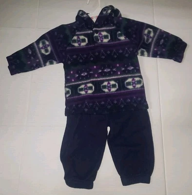 Conjunto de pantalones con capucha polar Okiedokie para niños cuarto azteca a presión 18M púrpura  Foto 1 de 4