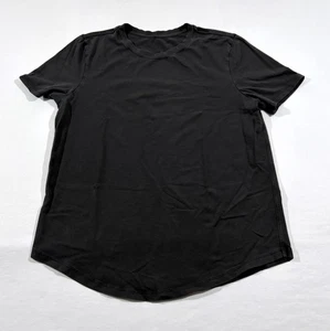 Lululemon Womens Love Tee Short Sleeve Curved Hem T-shirt Pima Cotton Black 6-8 - Picture 1 of 7