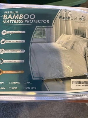 Protector de colchón de bambú premium de felpa / topper tamaño queen blanco nuevo Foto 1 de 4