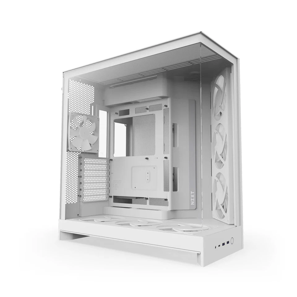 NZXT H9 Flow RGB weiß matt Temperd Glass Gehäuse ATX CM-H92FW-P1 Midi D