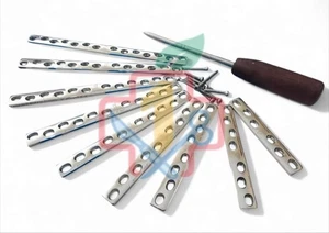 DCP Broad Plate 6 To 14 Holes With 4.5MM Cortical Screws SS 106 Pcs Set - Picture 1 of 4
