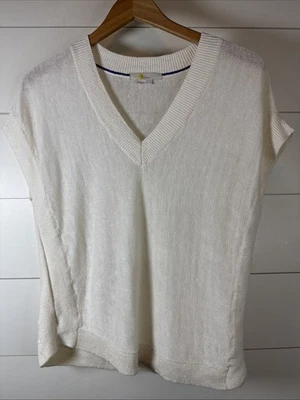 BODEN Mujer Talla 8 Tejido Camiseta sin Mangas/Suéter Chaleco Beige Preppy Diseñador Algodón Foto 1 de 4