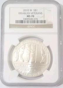 2010-W Disabled Veterans S$1 NGC MS 70 Modern Commemorative Silver Dollar Coin - Picture 1 of 4