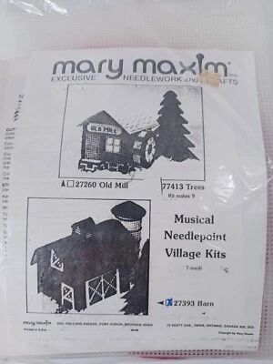 Mary Maxim Red Barn Plastic Canvis Musical Christmas Village Kit #27393 New - Image 1 of 3