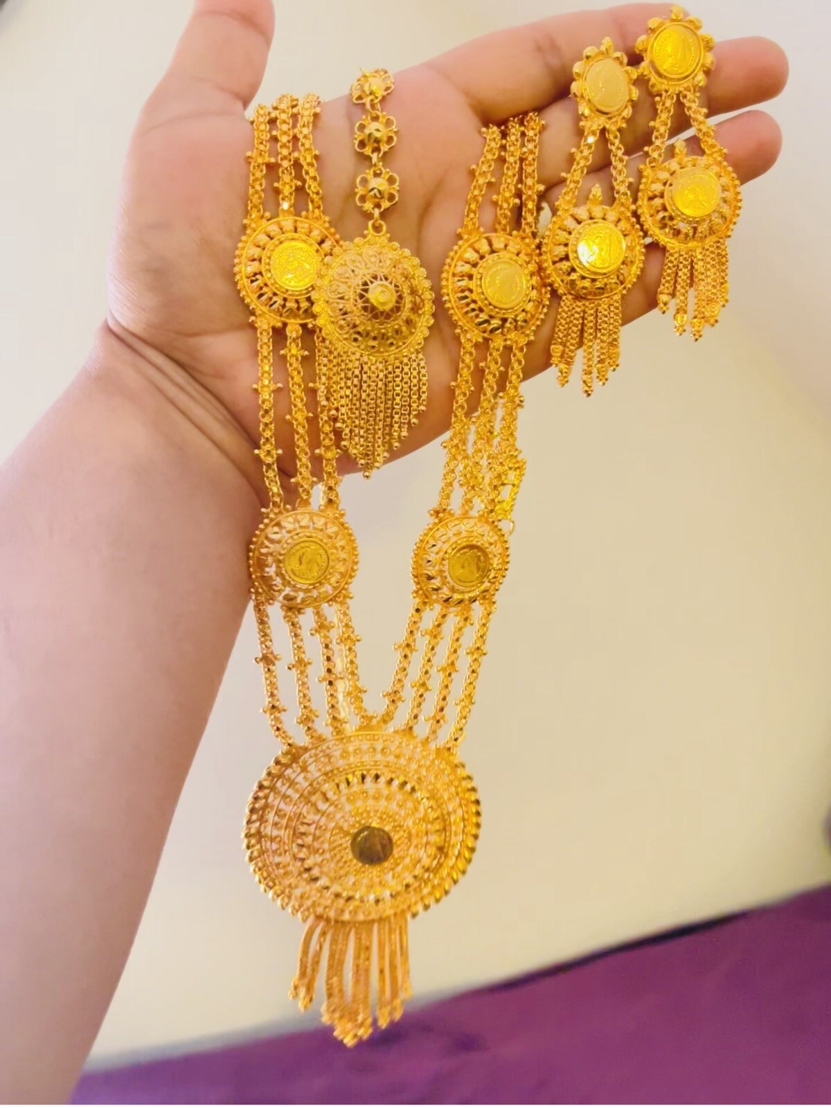 24K Gold plated long necklace rani haar 